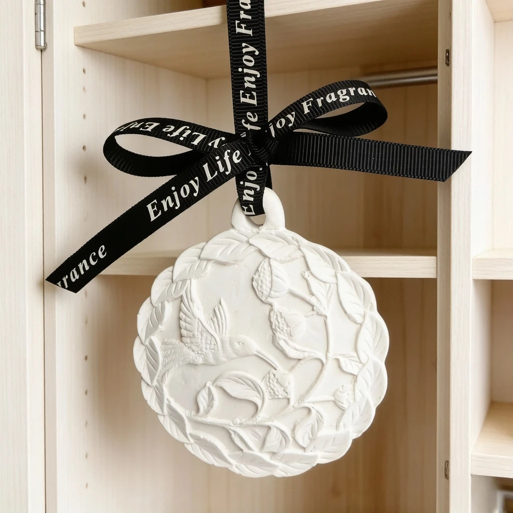 FinRu Hanging Wardrobe Car Air Freshener Scented Ceramic Flower Aroma Plaster Porcelain Fragrance Essential Oil Diffuser