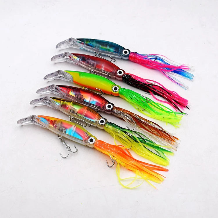 14cm/40g 6 Color Heavy Duty Plastic Jig Head Minnow Swimbait Large Silicone Skirt Jig Squid Lure