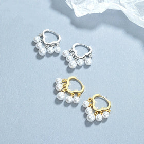 925 Sterling Silver Cloud Shape Hoop Earrings Light Luxury Pearl Earrings Women Personalized Design Pearl Fashion Earrings Women