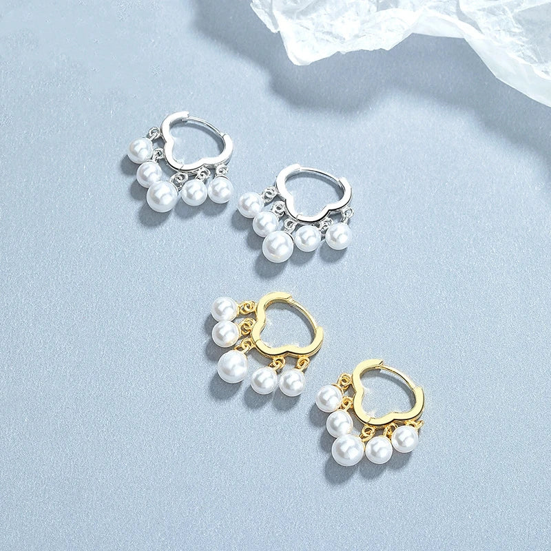 925 Sterling Silver Cloud Shape Hoop Earrings Light Luxury Pearl Earrings Women Personalized Design Pearl Fashion Earrings Women