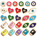 Enamel Blue Turkish Evil Eye Heart Round  Bead12mm DIY Brass Colourful Bracelet Components Accessories Wholesale Supplies L76
