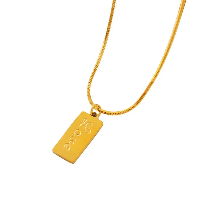 Personalized Custom Engraved Jewelry Stainless Steel Rectangle Blank bar Pendant Silver Gold Plated Snake Chain Jewelry Necklace