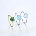 Isunni Trendy Heart Rings 925 Sterling Silver Minimalist Opal Ring