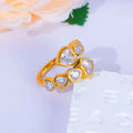 14K Gold Stainless Steel Zircon Ring for Women Pvd Plated Heart Shaped Cluster Main Material Alloy