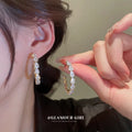 Brincos Wholesale Jewelry Black White Crystal C Shape Hoop Earrings Oversized Luxury c Earrings for Women