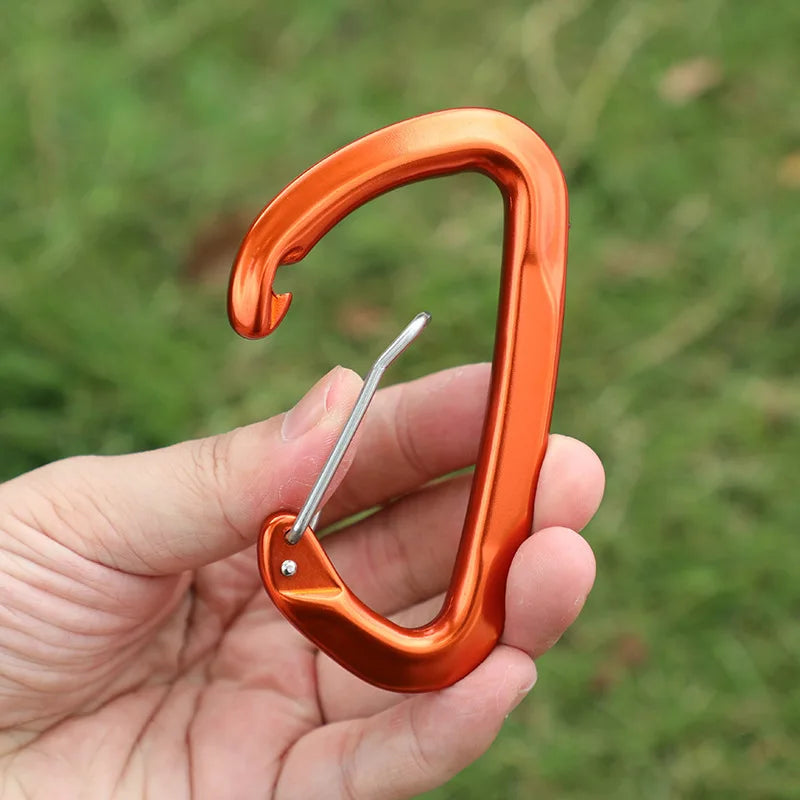 Custom D-Shape Aluminium Carabiner with Laser Logo Silver Tactical Hook Clip for Belts Wire Gate Snap for Carabiner
