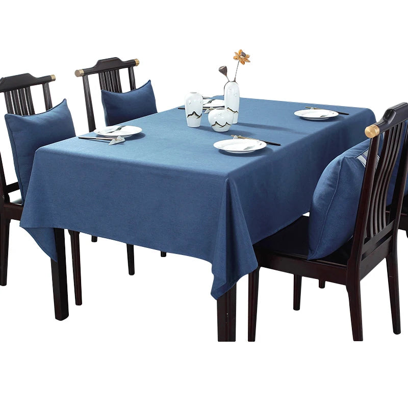 Online Hot Selling Waterproof Oil Proof Solid Color Polyester Cotton Linen Thick Tablecloth