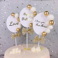 Gold Ball Cake Topper Love Happy Birthday Wedding Party Cupcake DIY Dessert Decor Supplies Gift