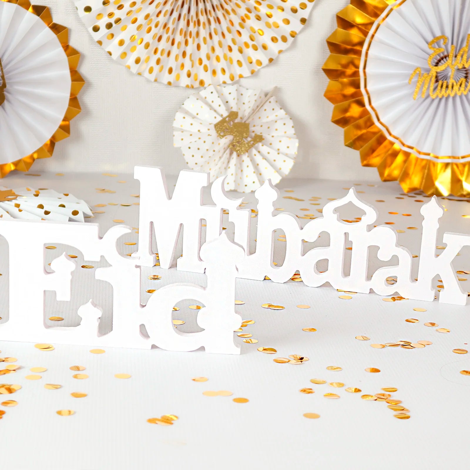 Pafu Ramadan Party Home Table Decorations Eid Mubarak Wooden Ornament Decorations Eid Mubarak Wooden Letter Sign