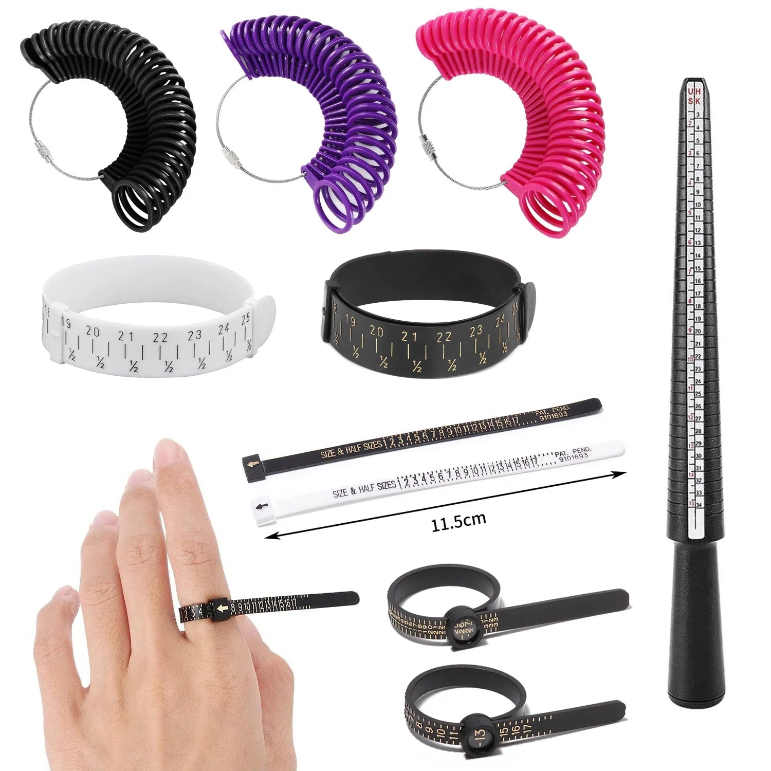 DIY Jewelry Making Finger Measurement Tool Plastic Bracelet Ring Sizer Mandrel Measuring Stick Sizing Tools
