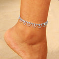 Lady Silver Crystal Rhinestones Tassel Anklets Zircon Link Summer Beach Ankle Foot Jewelry for Women Tassels Rhinestone Anklet