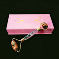 Huiying Natural stone face flower handle roller yellow tiger eye jade facial eye roller