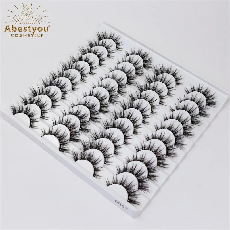 Abestyou 20 Pairs 8-16mm Lash Book Natural Short Small Eye Full Strip Soft Winged 3d Cat Eyelash Maquiagem Kit Completo Barato