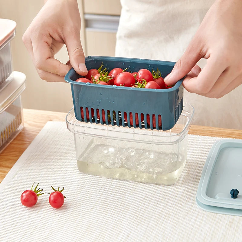Eco Friendly Pull Out Refrigerator Storage Drawers Kitchen Plastic Food Storage Container With Handle