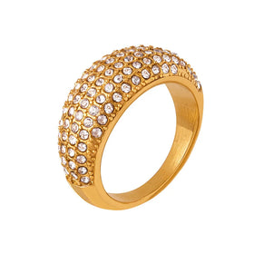 Luxury Popular Starry Sky Shining Plated 18K Real Gold Ornament Jewelry Full Cubic Zircon Paved Rings for Girls