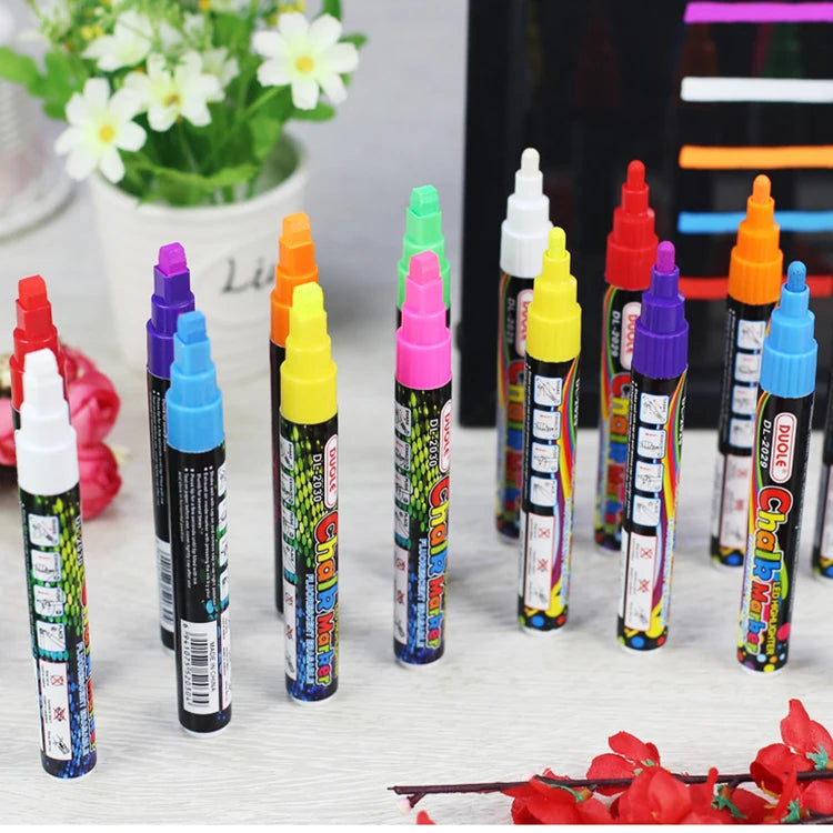 Double Tips Multicolor Dry Erasable Liquid Chalk Marker Pen Highlighter Fluorescent Pen for Glass