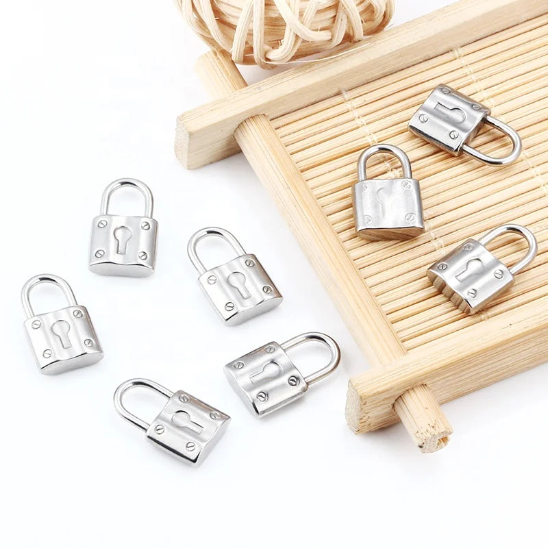 Water Resistant Stainless Steel Lock Pendant Square Pad Lock Diy Necklace Bracelet Pendants Jewelry Making