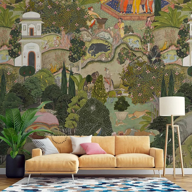 New Product Waterproof and Moisture-proof Indoor Wall Decoration Peel&stick Jaipur Garden Wallpaper