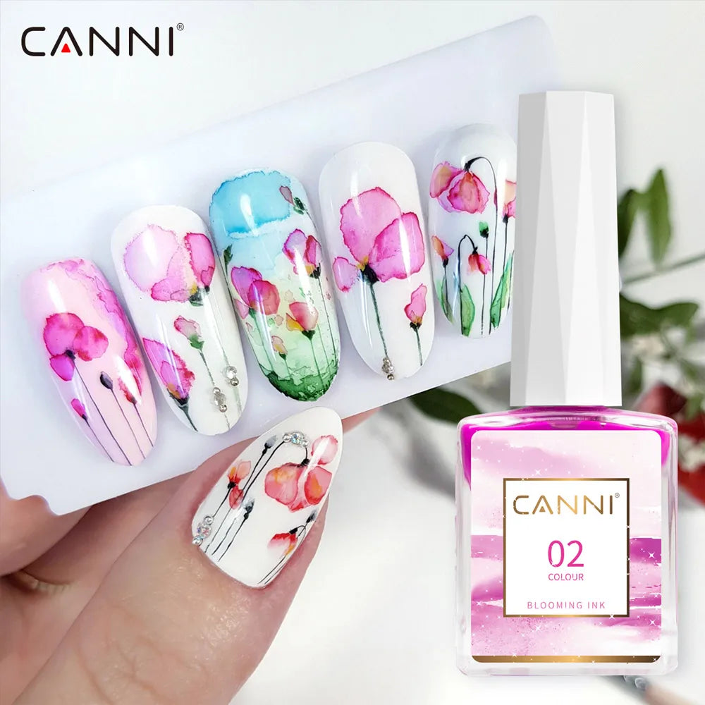 Newest CANNI Nail Art 9ml Flower Blossom Effect Gel Nail Polish Air Dry Color Marble Liquid Blooming Ink Enamel Varnish Lacquer