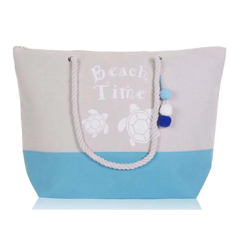 High Quality Custom logo Beach Bag Shopping Tote Bag Beach Cotton Canvas Beach Bag with Zipper