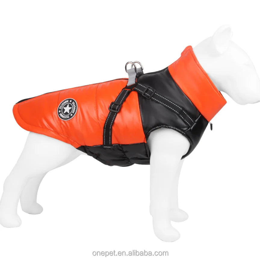 Winter Classic Polyester Dog Coat for Medium and Small Dogs Reflective Warm Cover with Animal Pattern for Large Cats