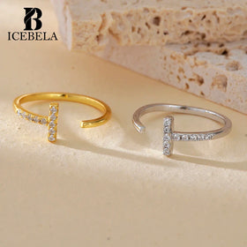 Wholesale Fashion Unique Women 925 Sterling Silver Rings Fine Jewelry Zircon Geometric Line Adjustable Smart Ring for Girls