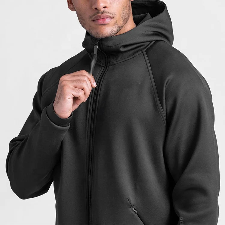 Custom Men's Gym Fitness Jacket Fashion Design with Full Zipper Cotton Terry Fleece Mid-Weight Blank Hoodie for Autumn Season