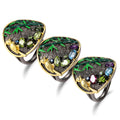 C7929 Abiding Fine Jewelry Factory Natural Gemstone Bird Bamboo Adjustable Cheap Silver Ladies Rings