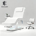 New White Foot-controlled 3-motor Electric Beauty Massage Bed With Chair Customizable Color Facial Bed