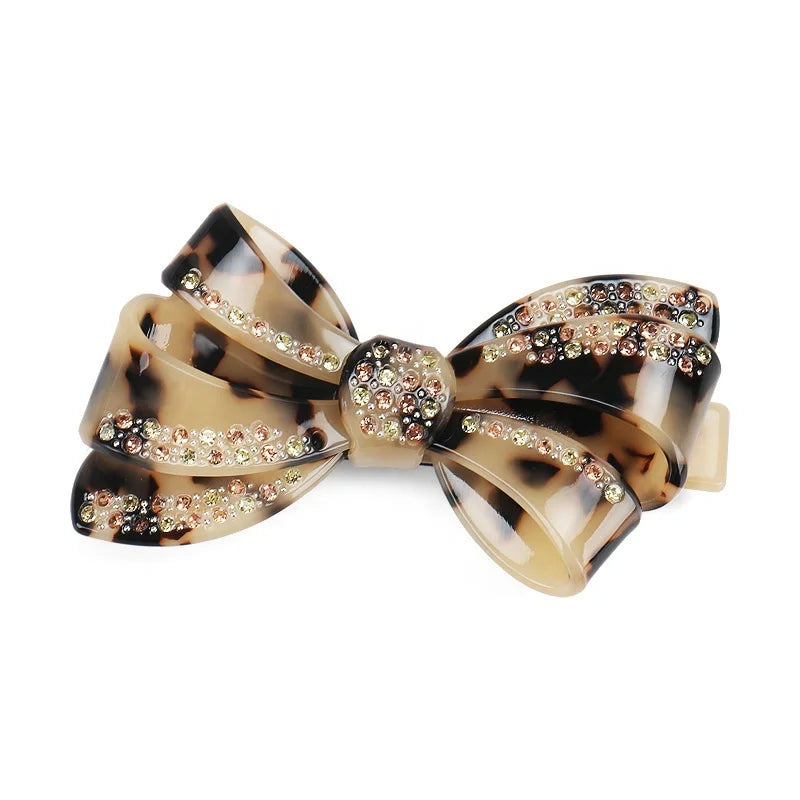 Bowknot Hair Clip High Quality Acetate Hair Barrettes Clips with Rhinestone Bow Hair Clip