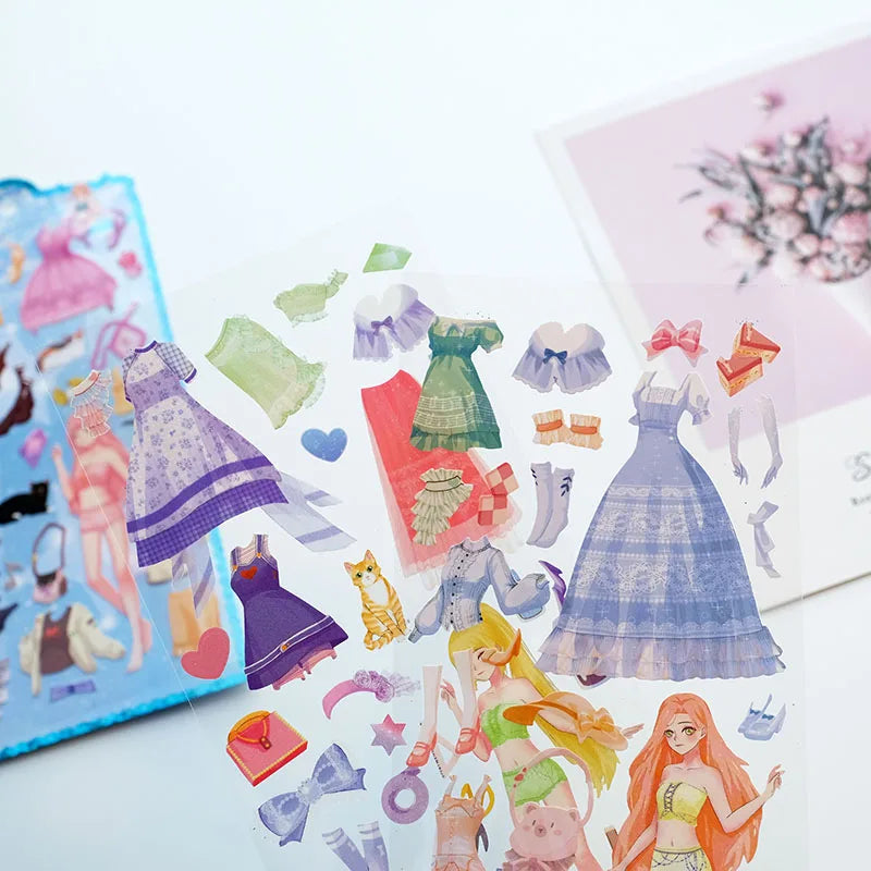 Nekoni Princess Dress up Stickers PVC Stickers Decal Cartoon Cute Decal Flat Decorative Adhesive Waterproof Girly Stickers