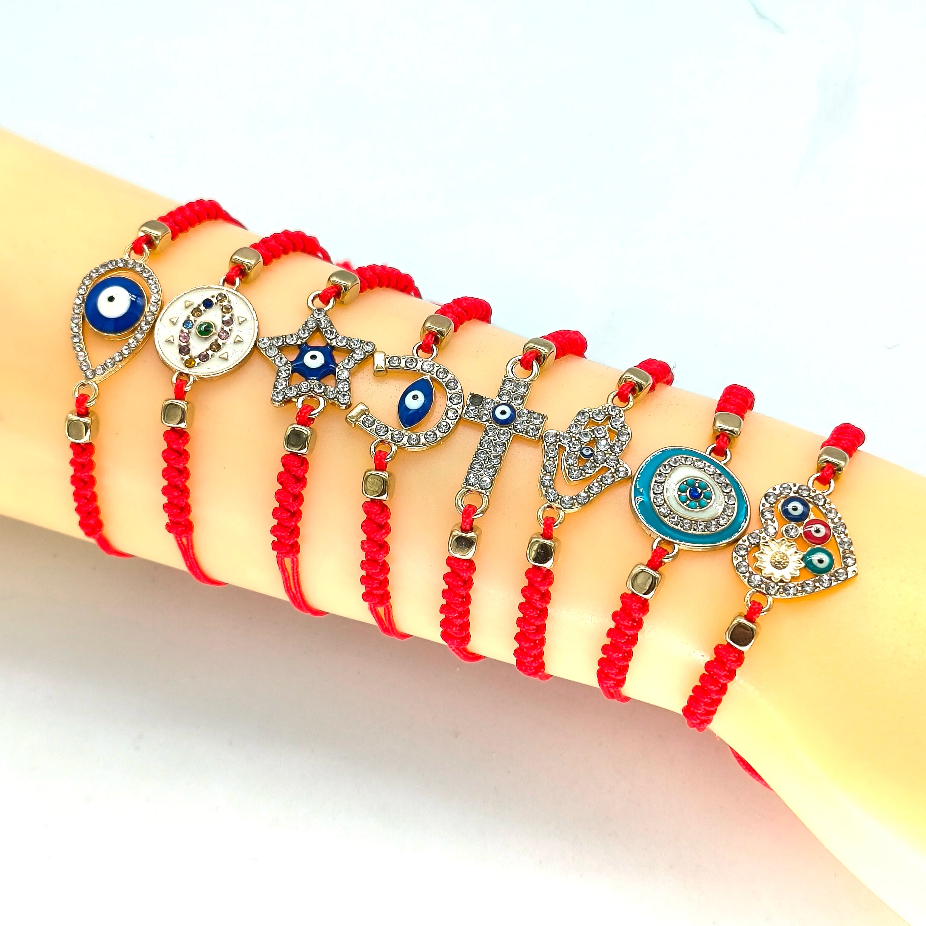KDB8347 Wholesale Fashion Handmade Lucky Red String Rope Evil Eye Charm Adjustable Jewelry Men  Women