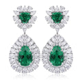 Best Gift Trendy Party S925 Silver Lab Grown Emerald Stud Earrings Exquisite Jewelry