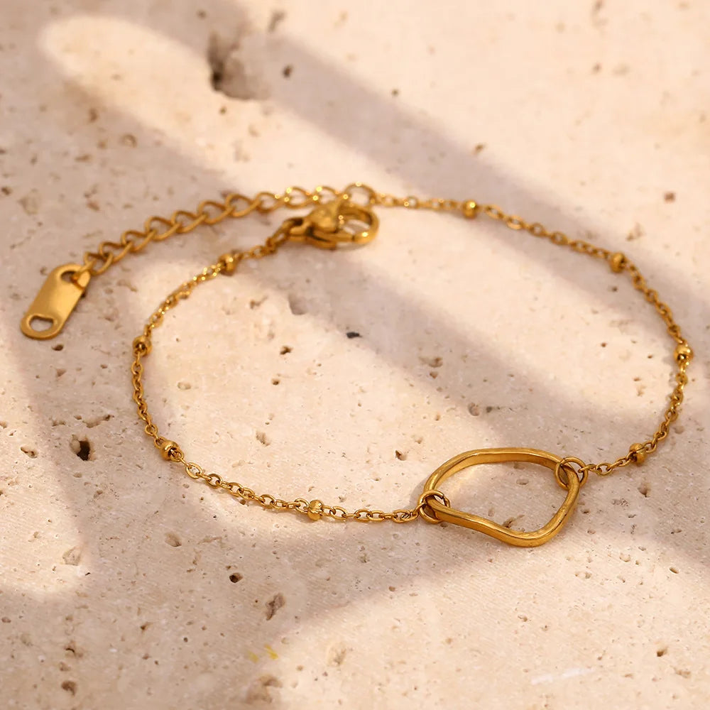 Minimalist Jewelry 18K PVD Gold Plated Irregular Geometric Circle Stainless Steel Bracelet for Women
