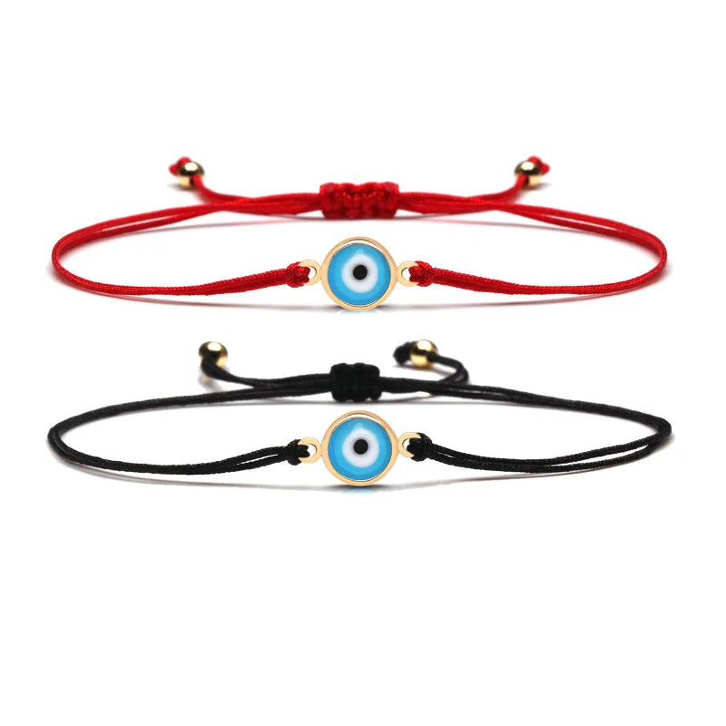 Newest Arrival Simple Red Rope Chain Devil Eyes Charm Bracelet Handmade Turkish Evils Eyes Bracelet for Couple