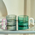 High Borosilicate Colored Thick Reusable Single Wall Glass Cup With Handle