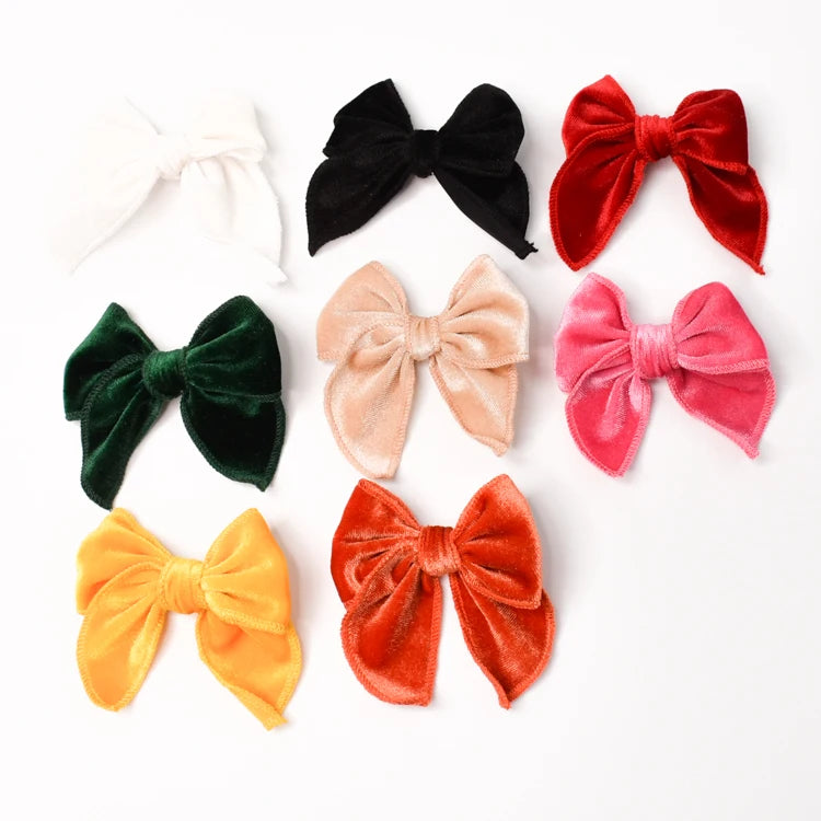 Custom Handmade Hair Clip for Girl Small Velvet Bow Knot Hair Clip
