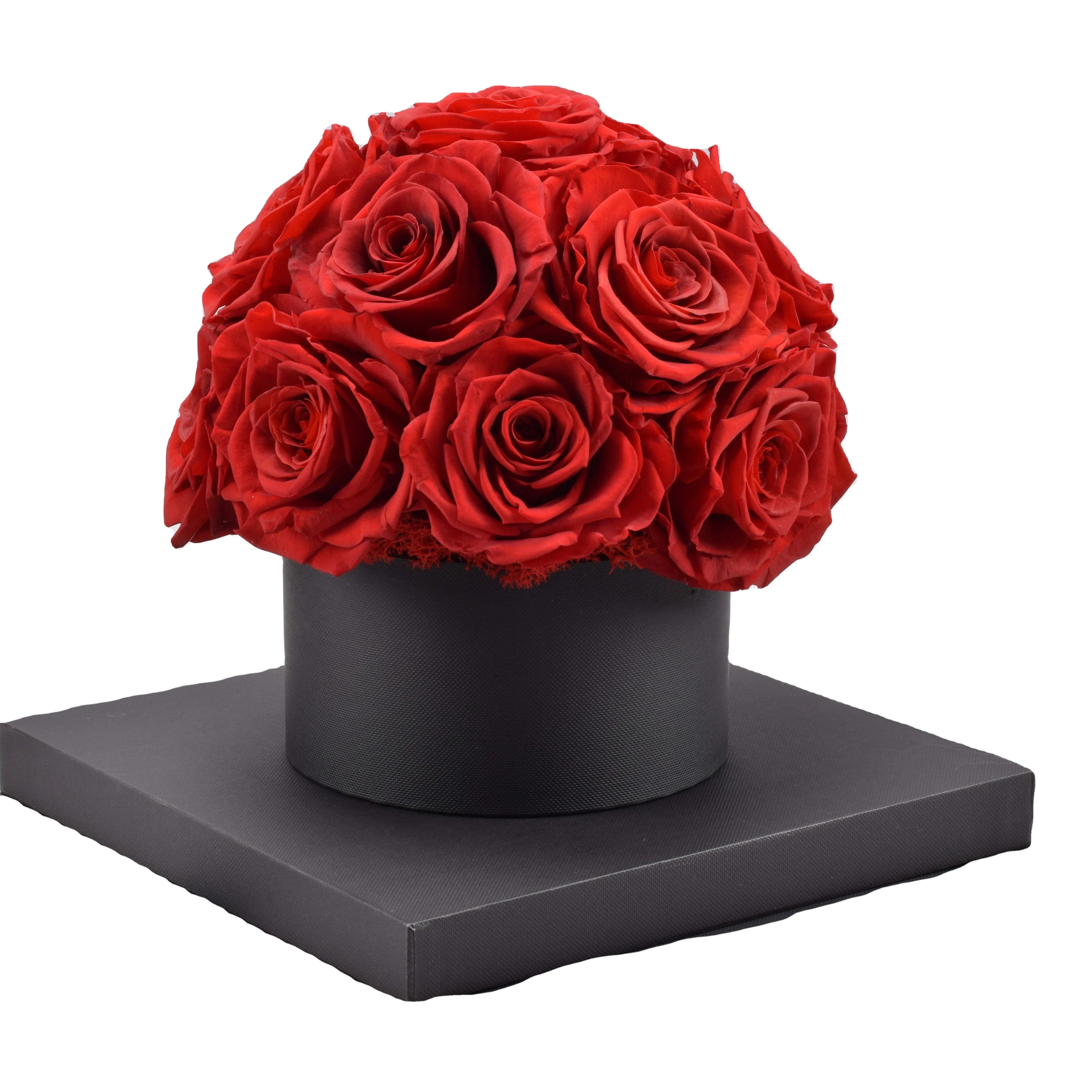 HFlora Hot Sale Factory Direct Eternal Preserved Rose Forever Flower Acrylic Mushroom Gift Box for Day Mother's Day Graduation