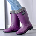 New High Tube Thickened Plus Velvet Thermal Women's Rain Boots Adult Overshoes Water Shoes Waterproof Fishing Shoes Anti-slip