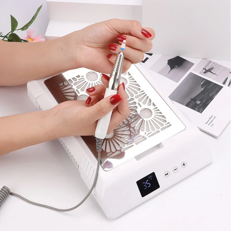 OEM/ODM Professional Portable 85W Nail Salon Dryer Tool ABS Plastic Vacuum Cleaner Square Nail Table Dust Collector Liquid Form