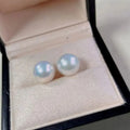 8-13mm Freshwater Edison Pearl Stud Earrings Perfect Circle Strong Cold Light 18K Gold for Australia White Pearl Earrings