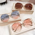 Trendy Rectangle Top Classic 2022 Newest Women Sunglasses Rimless Uv400 Gradient Sun Glasses Female Glasses