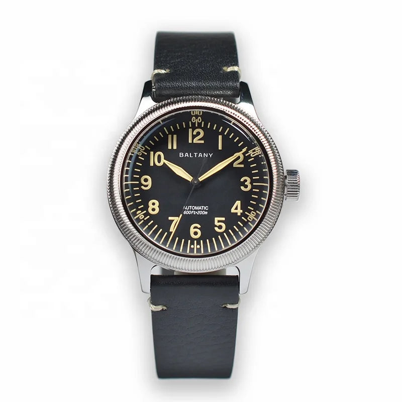 Stock Dome Sapphire Vintage Mechanical Japan Nh38 Movement Stainless Steel Classic Design 20atm pilot Watch for Sale