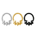 16G Surgical Steel Bat Septum Piercing Hinged Segment Nose Ring Clicker Cartilage Tragus Body Jewelry with Pearl Earrings