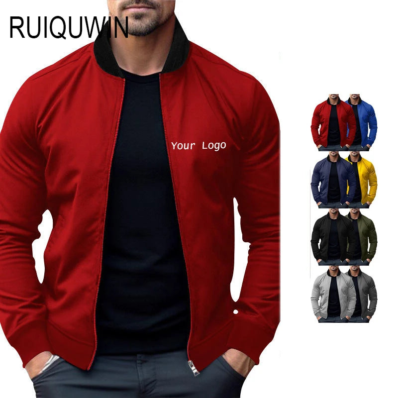 RUIQUWIN 2024 Men's Jacket Spring and Autumn Solid Color Coat Men's Teenager Large Size Jacket Wear for Men
