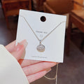 Stainless Steel Copper Pendant Micro Inlaid Zircon Sea Shell Pearl Necklace for Women Fashion Collar Neck Jewelry