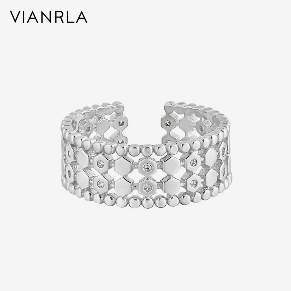 VIANRLA 925 Sterling Silver Ring Hollow Design Chunky Ring Minimalist Style Nickle Free Laser Logo Support Drop Shipping