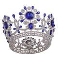Factory Wholesale 7 Colors European Princess Tiara Round Baroque Pageant Queen Crown Crystal Full King Crown for Girl