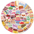50PCS Birthday Cake Graffiti Stickers Car Phone Water Bottle Decorative Sticker Waterproof Pvc Stickers for Children