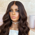 Hot Selling 4# Deep Brown Color Body Wave SDD Double Drawn European Virgin Human Hair Bleach Knots 13*6 Lace Front Wig for Women